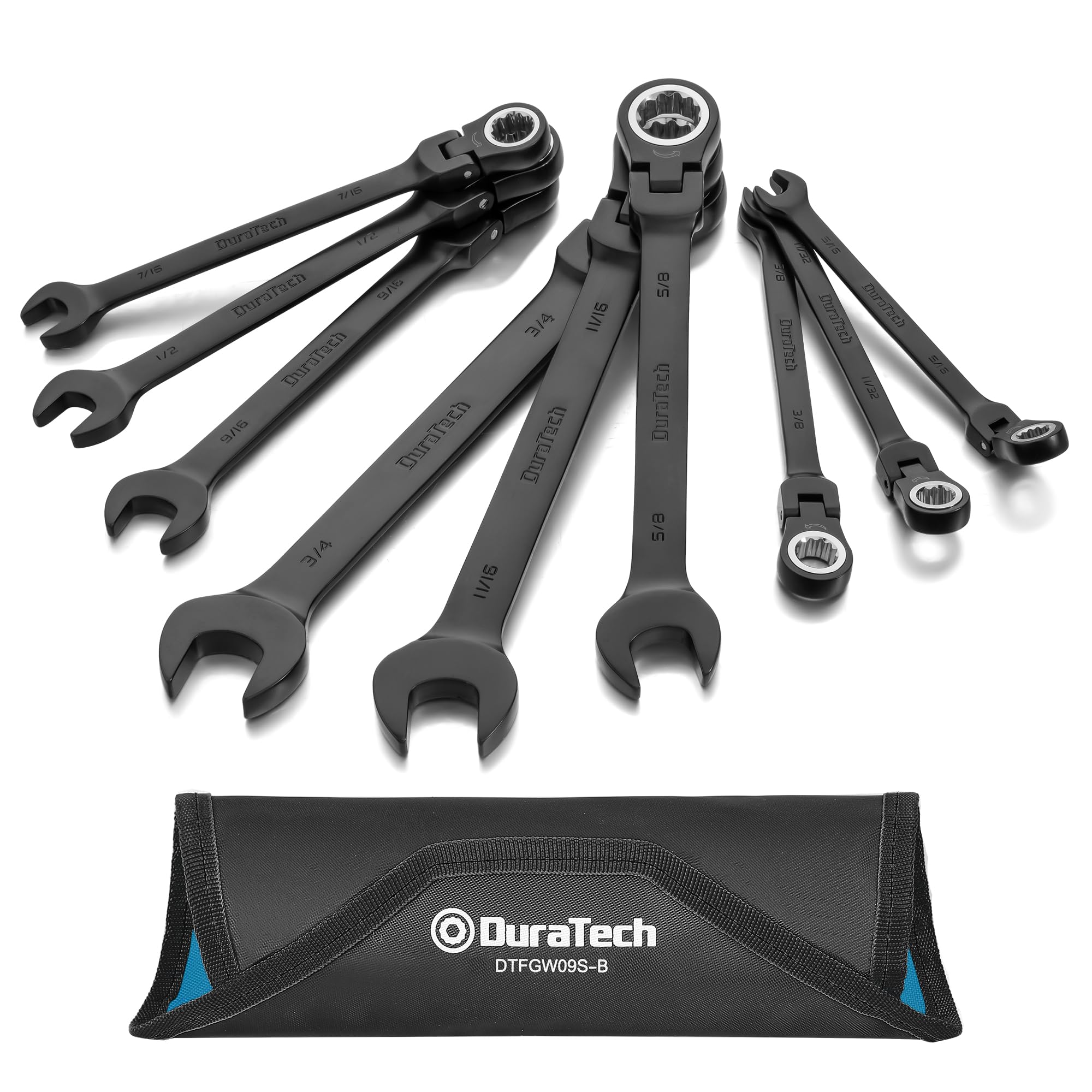 DURATECH 9-Piece Flex-Head Ratcheting Wrench Set